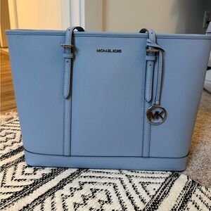 NWT Michael Kors Saffiano Leather Large Blue Tote Bag